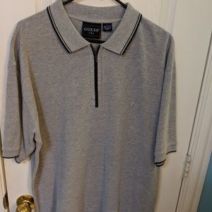Vintage grey Guess polo zip up shirt